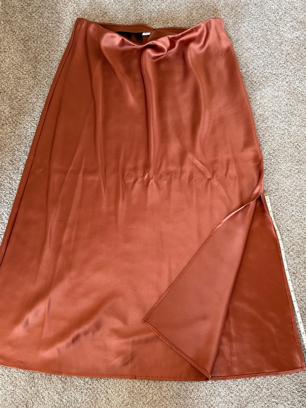 Satin Rust Slip Skirt with Slit